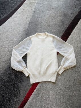 Snidel Sheer Sleeve Angora Blend Crewneck Sweater